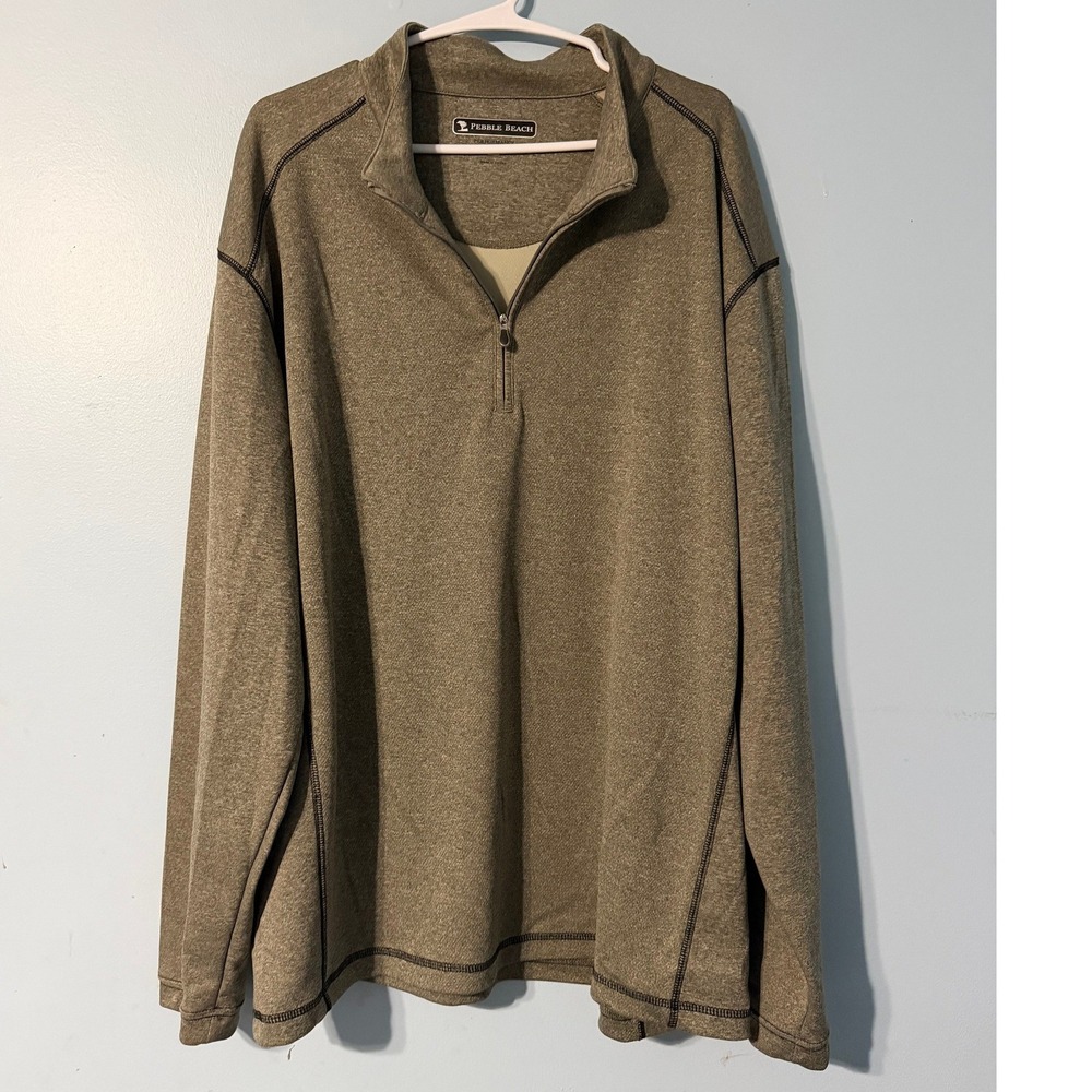Pebble Beach Men's XXL Quarter Zip Pullover Heather Green Golf Shirt  0711